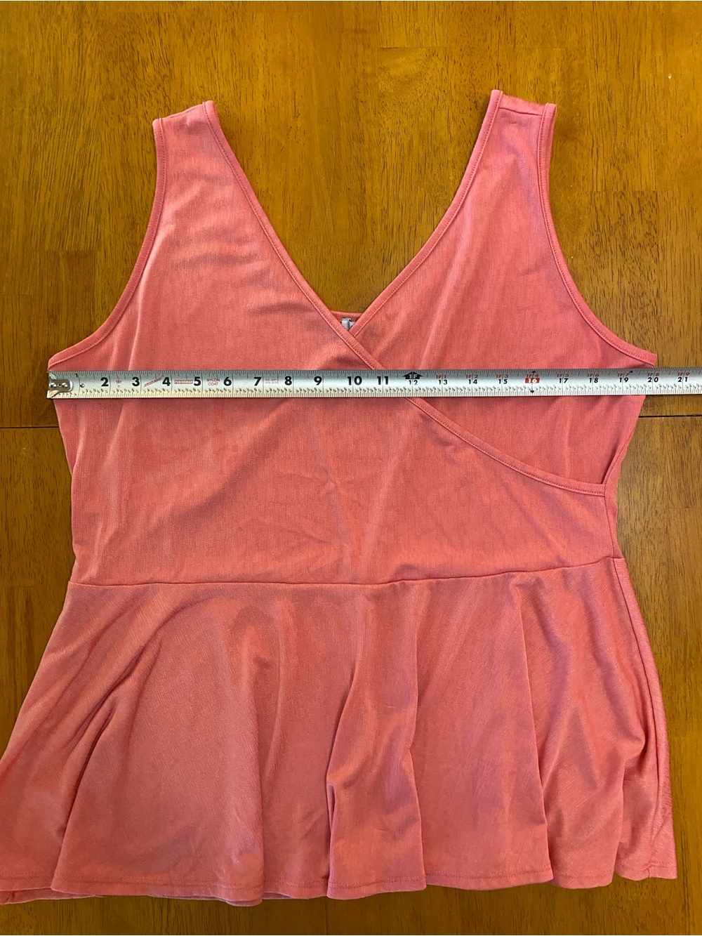 White Birch - Wrap Peplum Top, Coral, Sz 1X - Picture 8 of 10